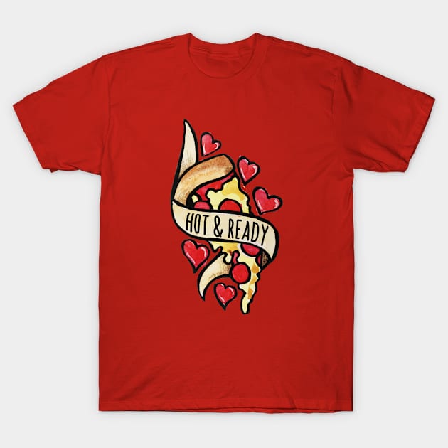 Hot and Ready Pizza T-Shirt by bubbsnugg